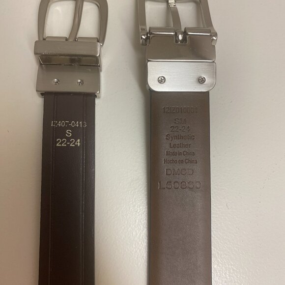 IZOD reversible dress belts (Lot of 2), black-to-brown, youth size Small (22-24) - Picture 2 of 4